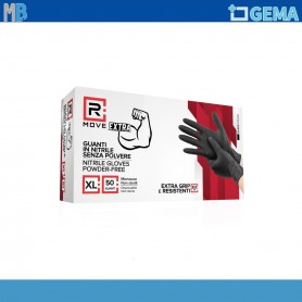 GUANTI IN NITRILE DA LAVORO NERI 85 GRAMMI CONFEZIONE DA 50 GUANTI TAGLIA XL RMOVE