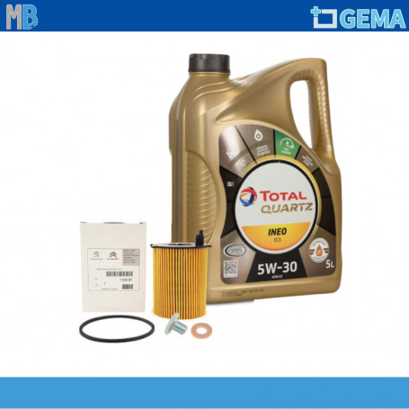 Total Quartz Ineo ECS 5W30 5 litri + Filtro Olio 1109.AY Originale Motore HDi
