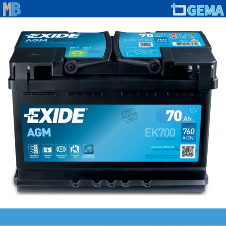 BATTERIA EXIDE AGM 70AH START E STOP 760A