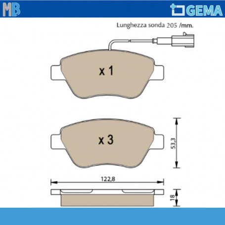 PATTINI FRENO ANTERIORI GRUPPO FCA TIRTECK